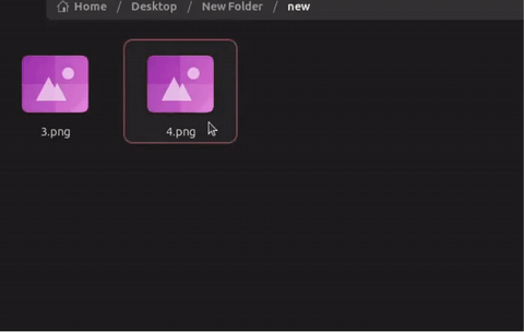 Animated demo: dragging a PNG file in a Linux file manager to open the Jhatpat wheel